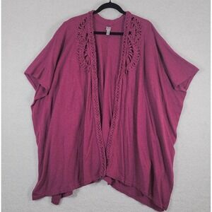 Chico's Hot Pink Shawl One Size Fits All Crochet Detail Cotton Blend Boho